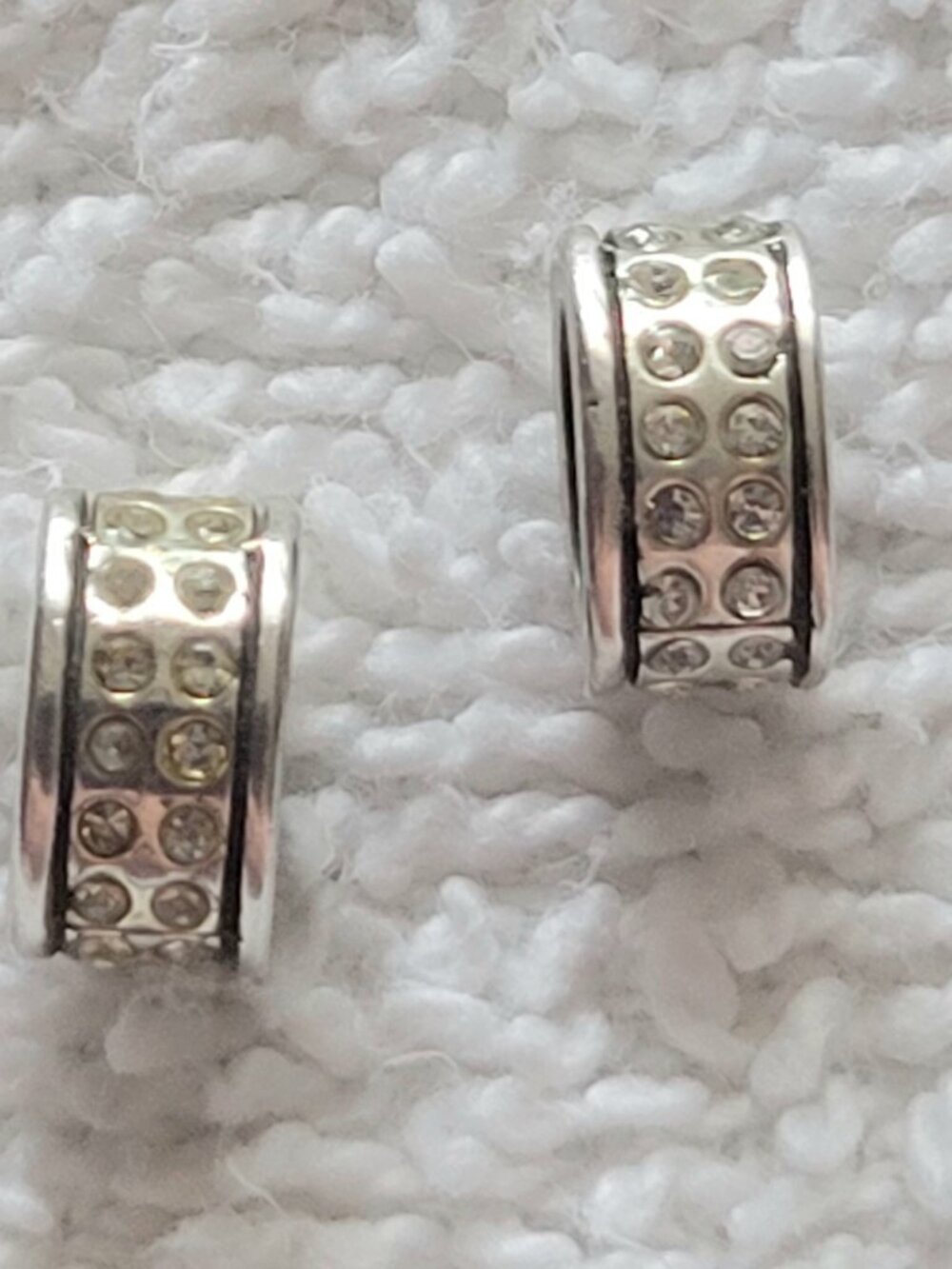 Brighton Lot Of 2 Oval Spacer Beads Clear Crystals New Retired